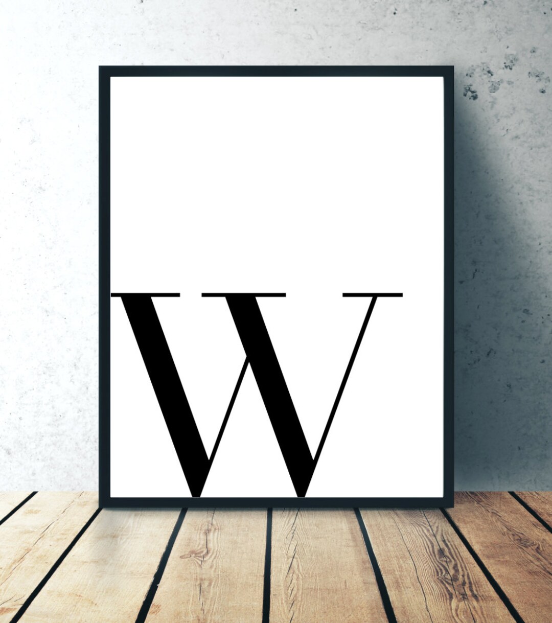W - Custom Letter Wall Decor, Monogram Print, Minimalist Wall Art Print ...