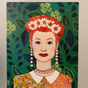 PRINT: Lucille Ball pressed flowers gold leaf floral painting image 2