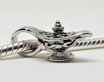 Lámpara Genie de Plata (de Aladdin) Encanto para pulseras europeas