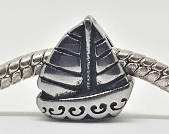 Silver Sailboat Charm for European Bracelets