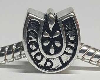 Silver Good Luck Horseshoe Charm for European Bracelets
