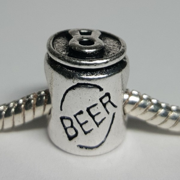 Silver Beer Can Charm for European Bracelets