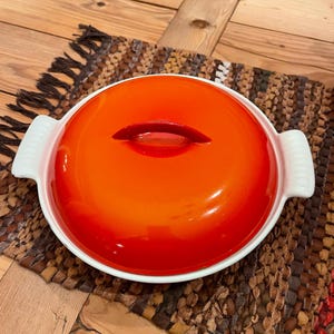 Vintage Descoware FE 22 Flame Orange Enameled Cast Iron Divided
