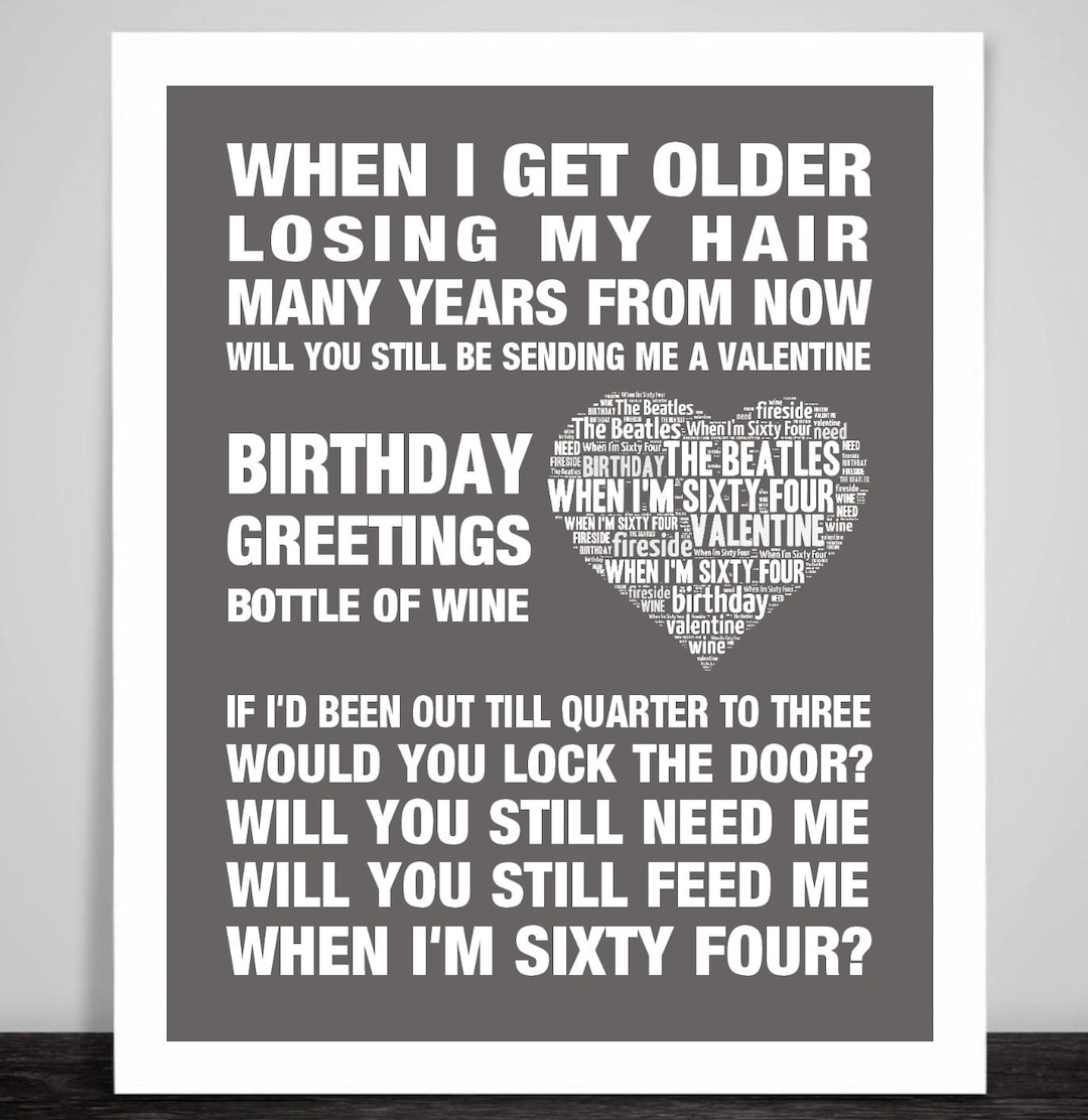 Paroles De The Beatles When I m Sixty four The Beatles When Im Sixty Four Music Love Song Lyrics Wall - Etsy France