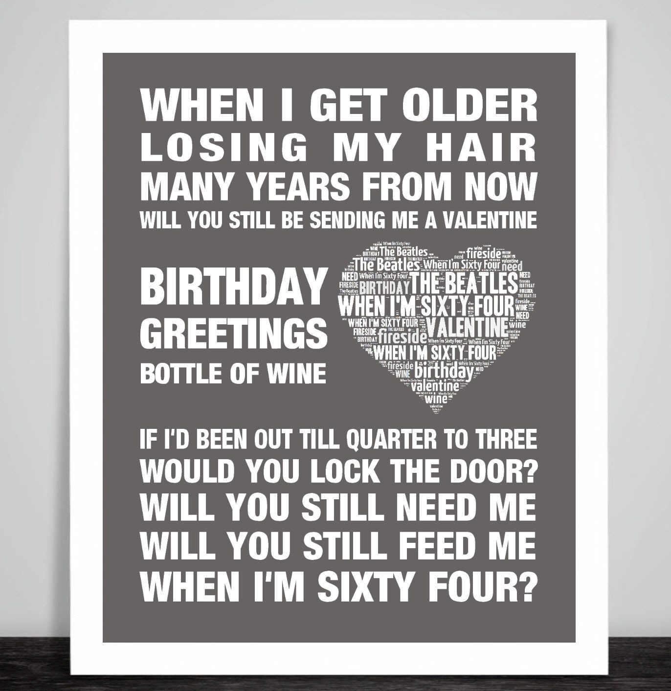 The Beatles When I'm Sixty Four Music Love Song Lyrics Etsy España