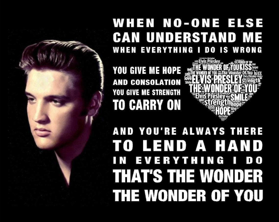 Elvis Presley the Wonder of You Song Poster Art Print. Home - Etsy UK