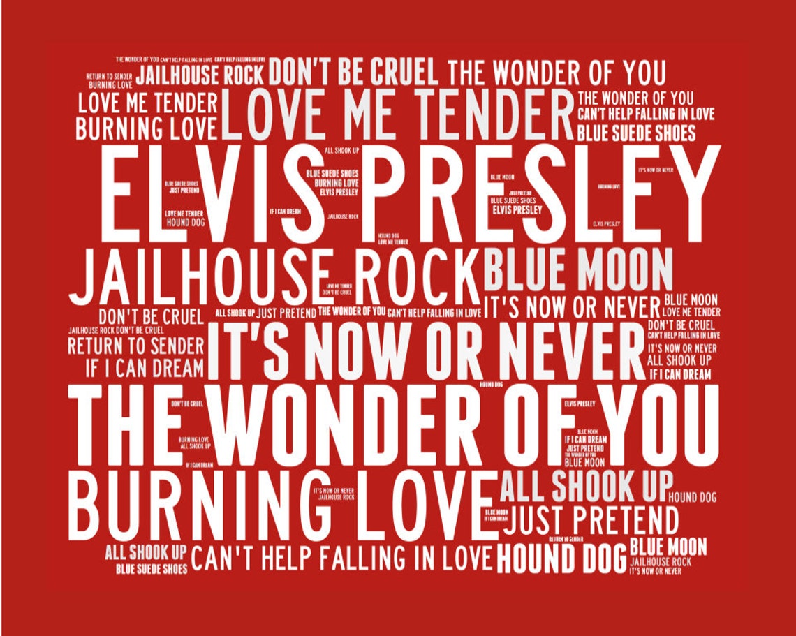 ELVIS PRESLEY Music Song Titles Lyrics Landscape Wall Art Etsy UK