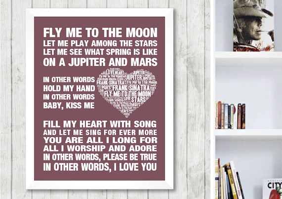 Frank Sinatra Fly Me To The Moon Music Love Song Lyrics Wall Etsy