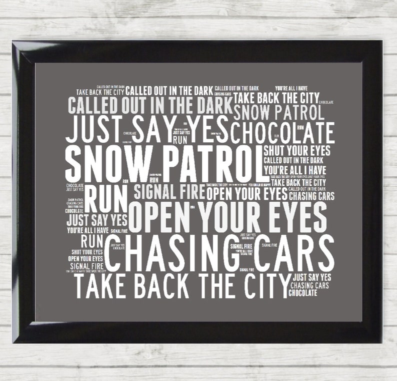 Download SNOW PATROL Music Song Titles Lyrics Landscape Wall Art | Etsy
