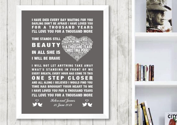 Elbow One Day Like This Personalised Framed Lyric Print Valentines Day Gift Idea