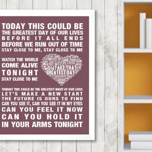 Take That GREATEST DAY Song Lyrics Poster Print Wall Art