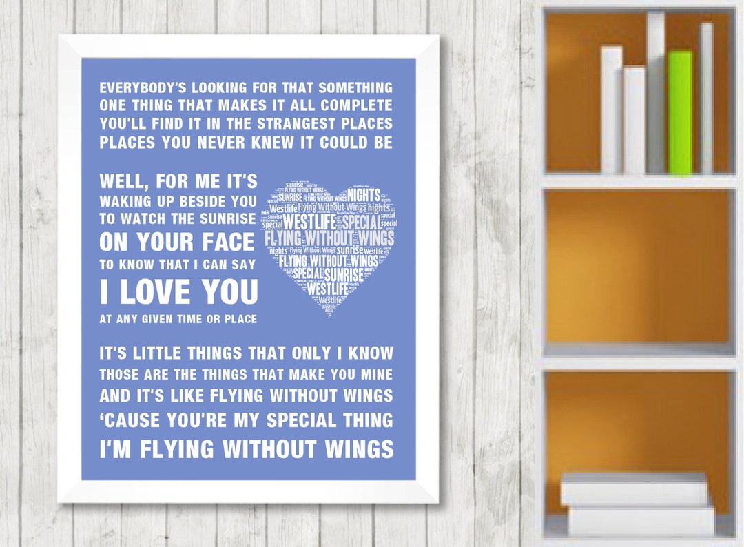 WESTLIFE Flying Without Wings Music Love Song Lyrics Wall Art Print westlife-flying-without-wings-music-love-song-lyrics-wall-art-print