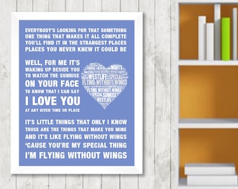 Westlife Flying Without Wings Music Song Lyrics Textured - Etsy