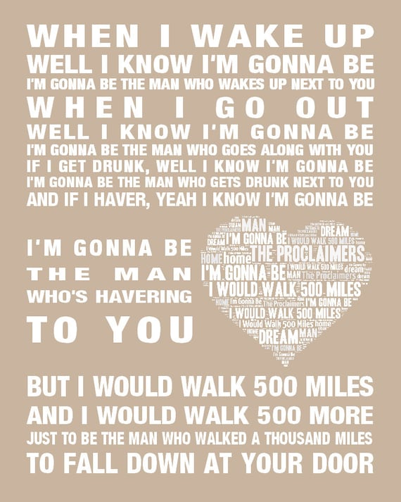 The Proclaimers I M Gonna Be 500 Miles Music Love Song Etsy