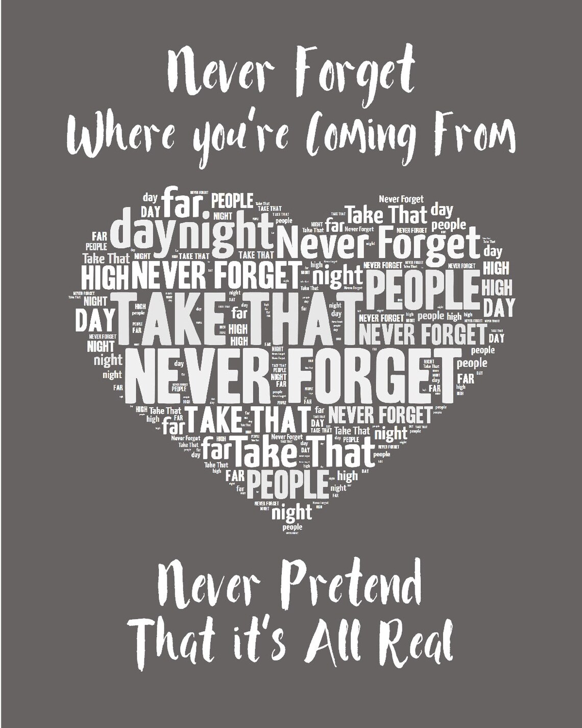 Take that never forget music love song lyrics heart art print etsy uk