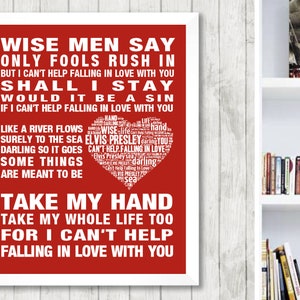 Elvis Presley 'can't Help Falling in Love' Lyrics Art Print - Etsy