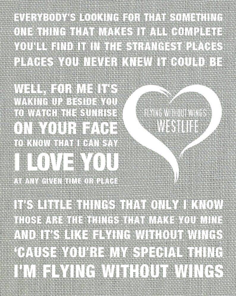Westlife Flying Without Wings Music Song Lyrics Textured - Etsy
