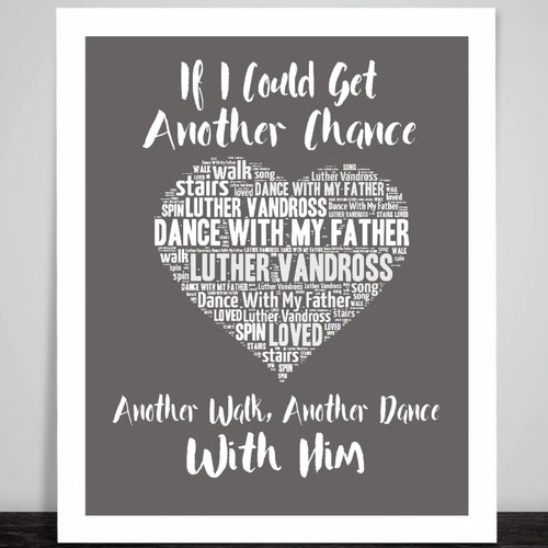 LUTHER VANDROSS Dance With My Father Music Love Song Lyrics Heart Art Print/Poster Home Decor Framed Picture Gift