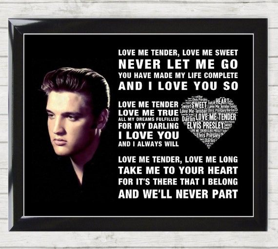 Elvis Presley Can't Help Falling in Love Music Song Lyrics Heart Art Print  Gift