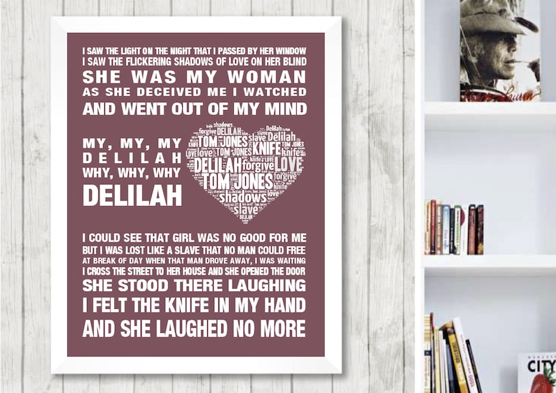Tom Jones Delilah Music Love Song Lyrics Wall Art Print. Home Etsy