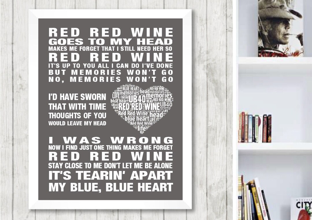 UB40 Red Red Wine Music Love Song Lyrics Wall Art Print Home Etsy UK