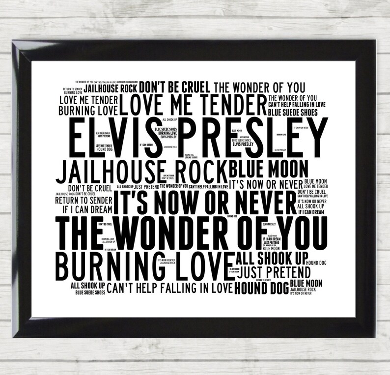 ELVIS PRESLEY Music Song Titles Lyrics Landscape Wall Art Etsy UK