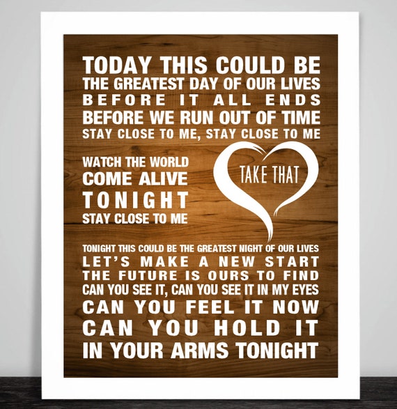 Take That Greatest Day Music Song Lyrics. Textured Hessian 