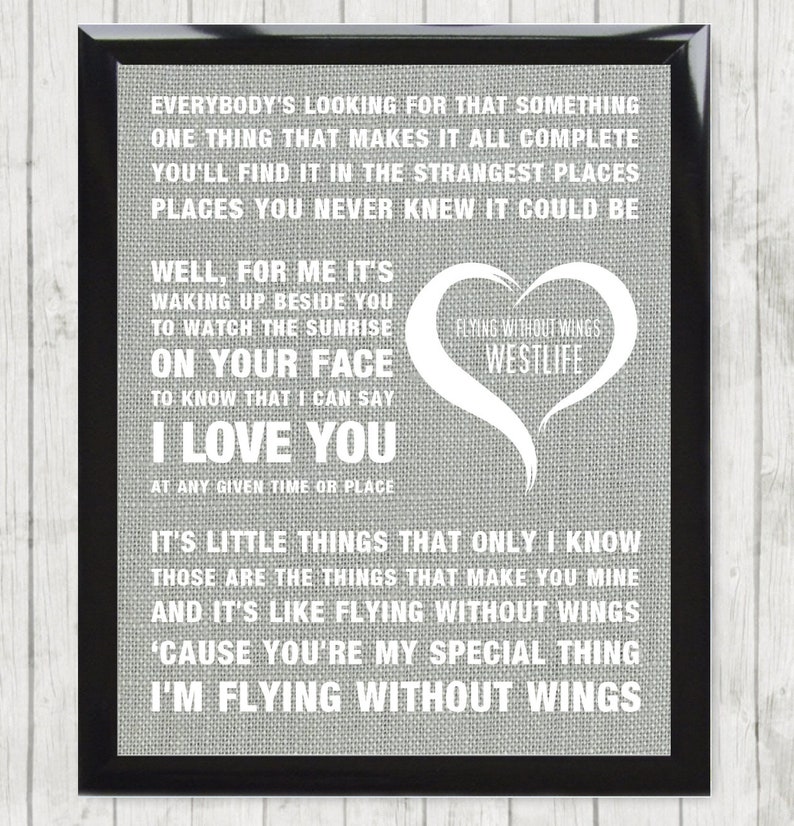 Westlife Flying Without Wings Music Song Lyrics Textured - Etsy