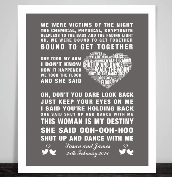 Personalised Walk The Moon Shut Up And Dance Music Song Lyrics Etsy