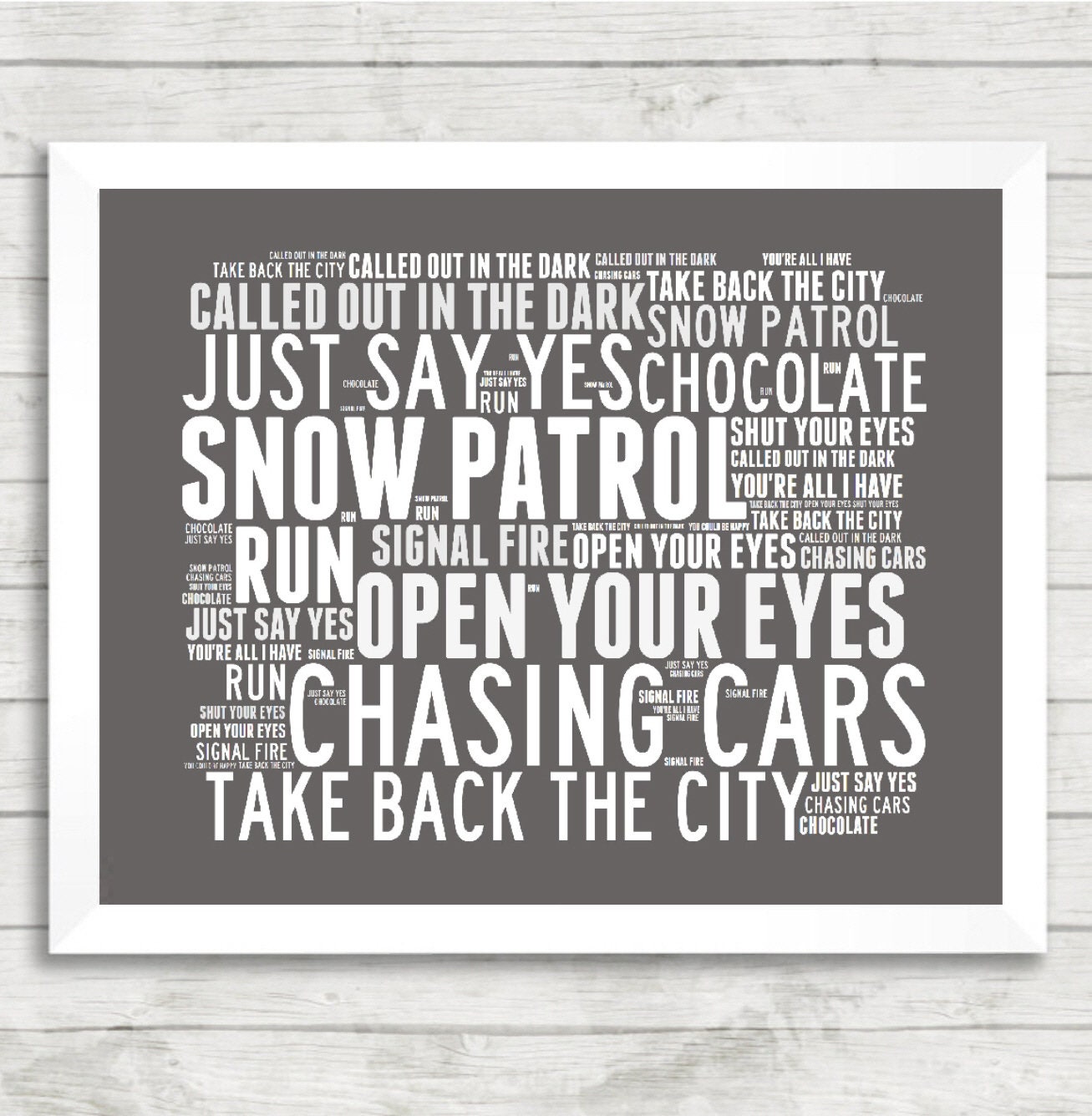 SNOW PATROL Music Song Titles Paroles Landscape Wall Art Print/Poster  Framed Home Decor Gift Chasing Cars Run Just Say Yes Take Back The City -   Canada