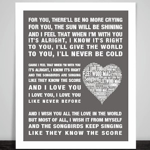 Fleetwood Mac Songbird Lyrics Art Print, Music Poster - Etsy