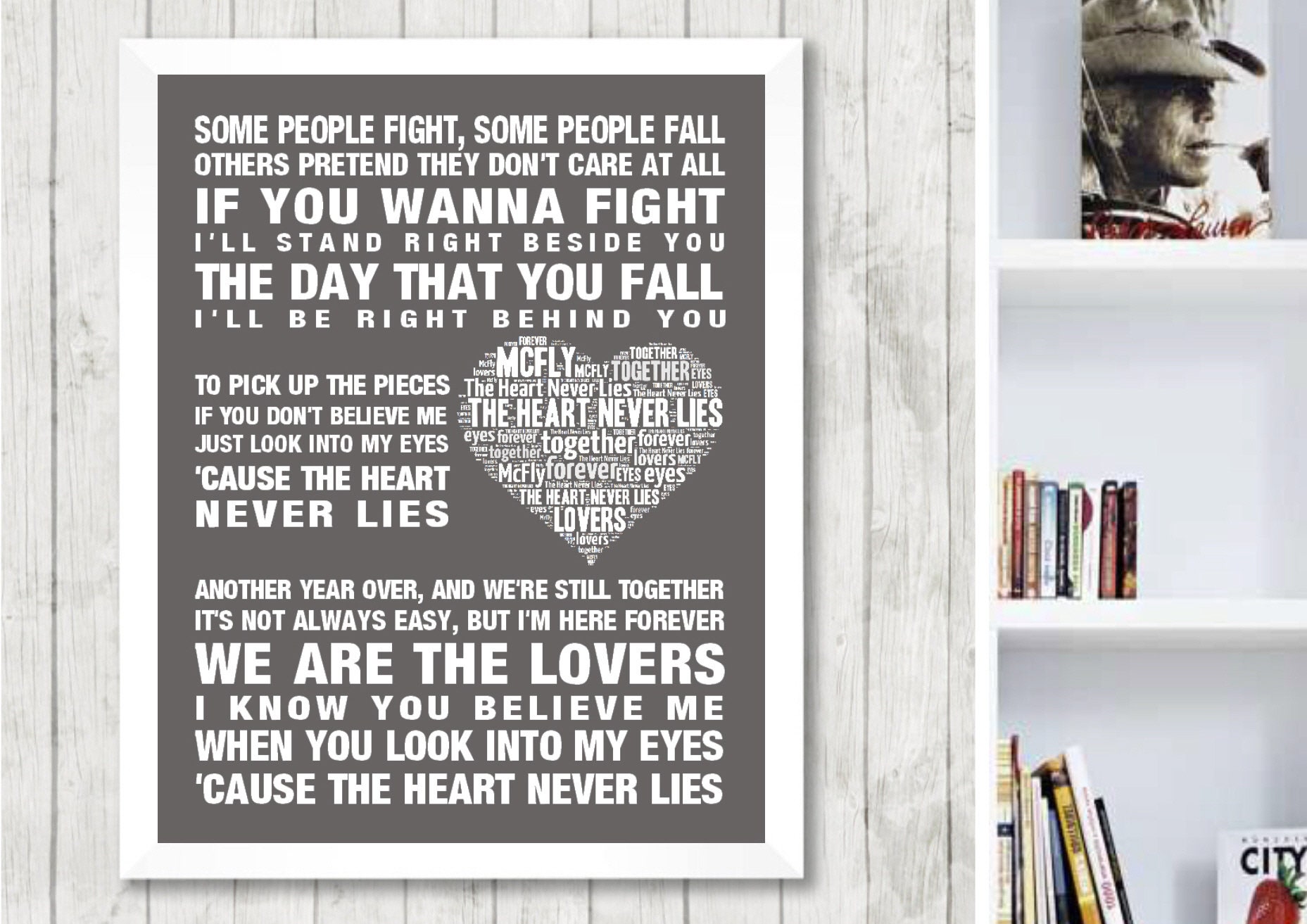 Paul McCartney & Wings My Love Grey Heart Decorative Wall Art Gift Song  Lyric Print - Song Lyric Designs