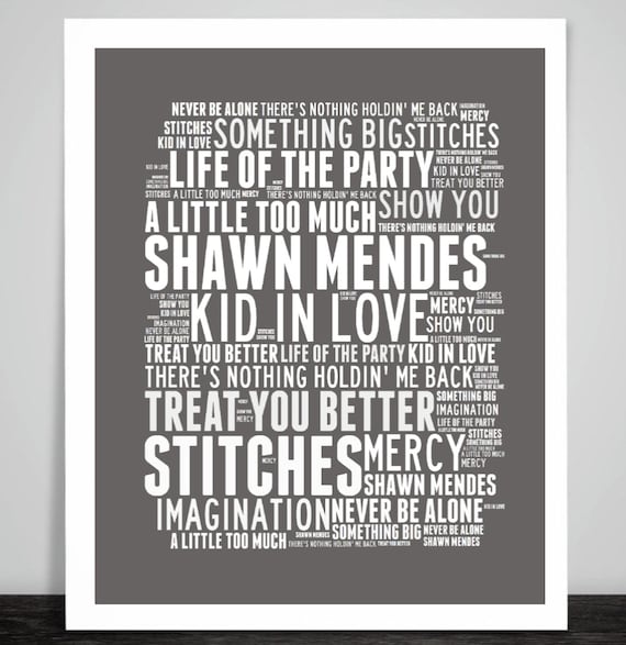 Shawn Mendes Song Lyrics Wall Art for Sale