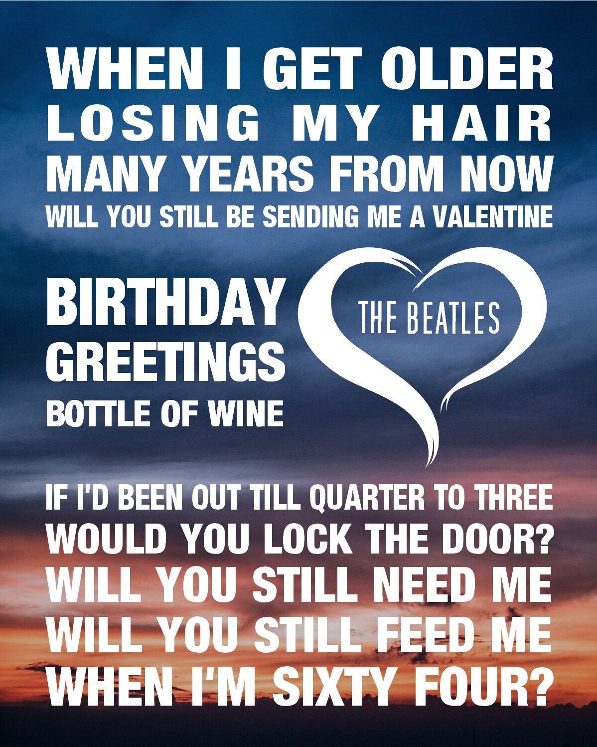 The Beatles When I'm 64 Art Print Music Song Lyrics | Etsy