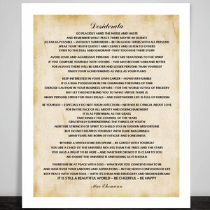 Desiderata by Max Ehrmann Poem Quote Wall Art Print, You are a Child Of The Universe.  10 Textures Available. Home Decor Framed Picture