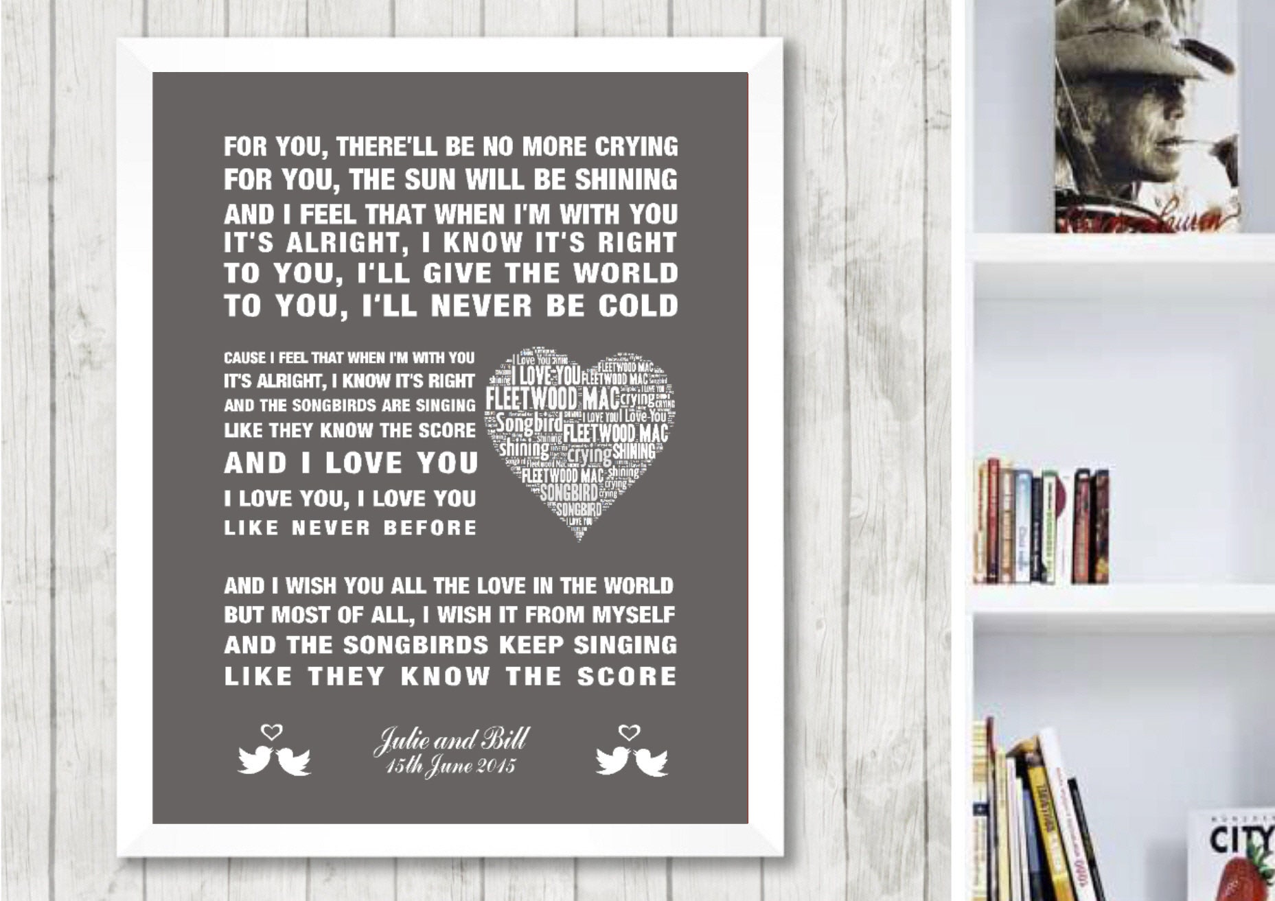 PERSONALISED Fleetwood Mac Songbird Music Song Lyrics. Framed Wedding