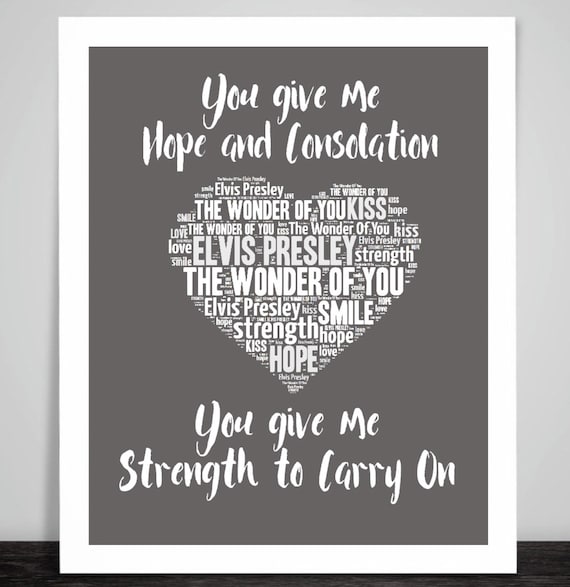 Elvis Presley The Wonder Of You Music Love Song Lyrics Heart Etsy