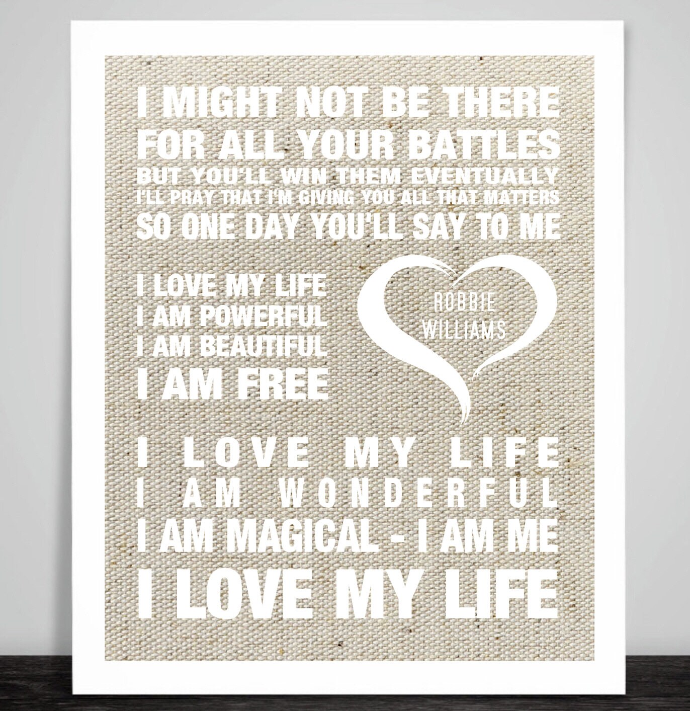 Robbie Williams Love My Life Music Song Lyrics Textured Etsy Italia