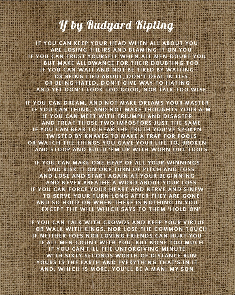 IF by Rudyard Kipling Print Poem Quote Fabric Stars. You Will Be a Man