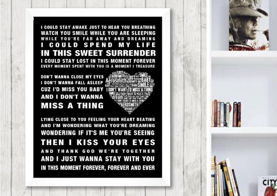 Aerosmith I Don T Want To Miss A Thing Music Love Song Etsy