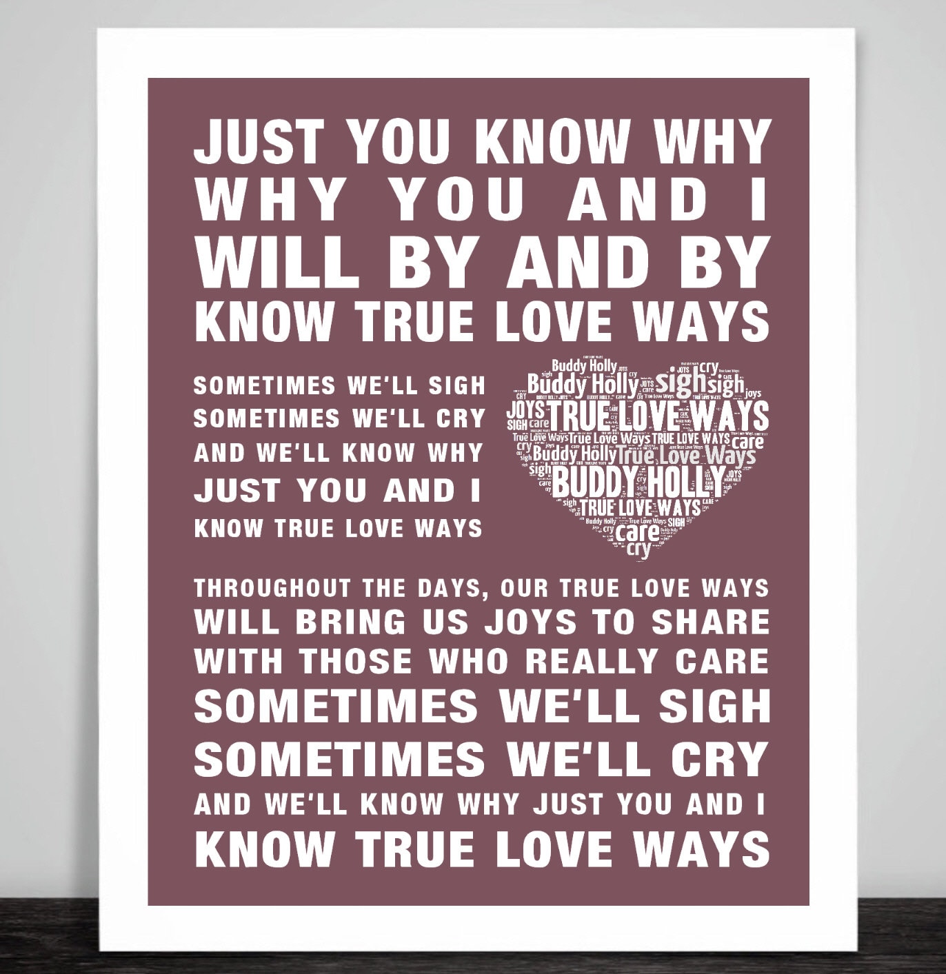 Buddy Holly True Love Ways Music Song Lyrics Wall Art Etsy Uk Buddy Holly True Love Ways Music Song Lyrics Wall Art Etsy Uk