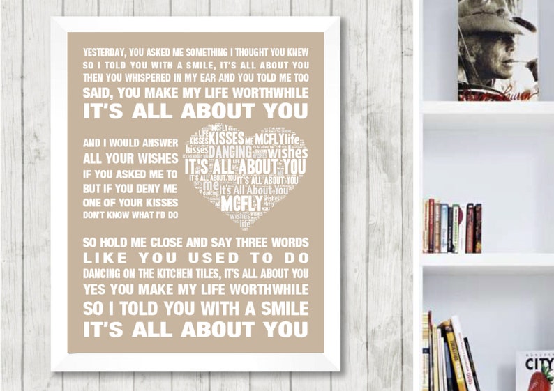 Mcfly All About You Music Love Song Lyrics Wall Art Print. Etsy