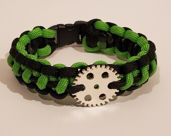 Pulsera de paracord steampunk verde zombi y negra