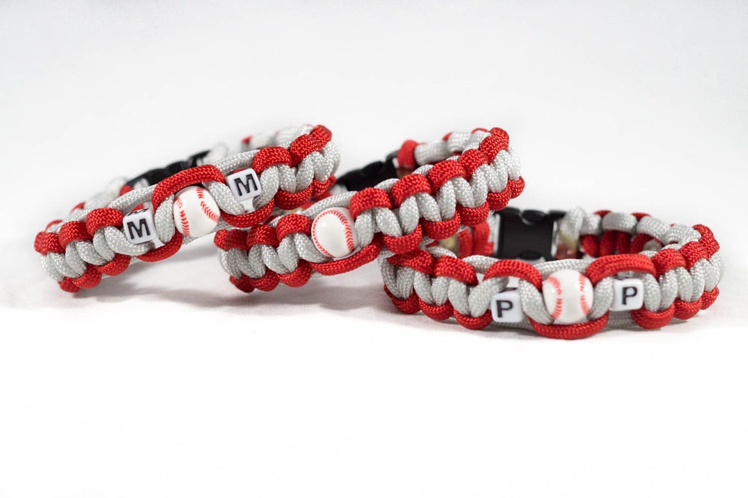 Baseball Beaded Paracord Bracelet. Made to Order Regular, mom, and pop