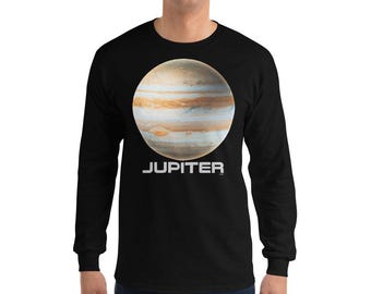 Herrlångärmad skjorta: Planet Jupiter Graphic - Mjuk bomull