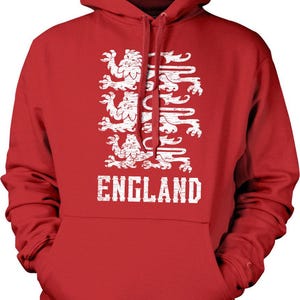 Sudadera con capucha y escudo real de Inglaterra, diseño de los Tres Leones, NOFO_00238 Red