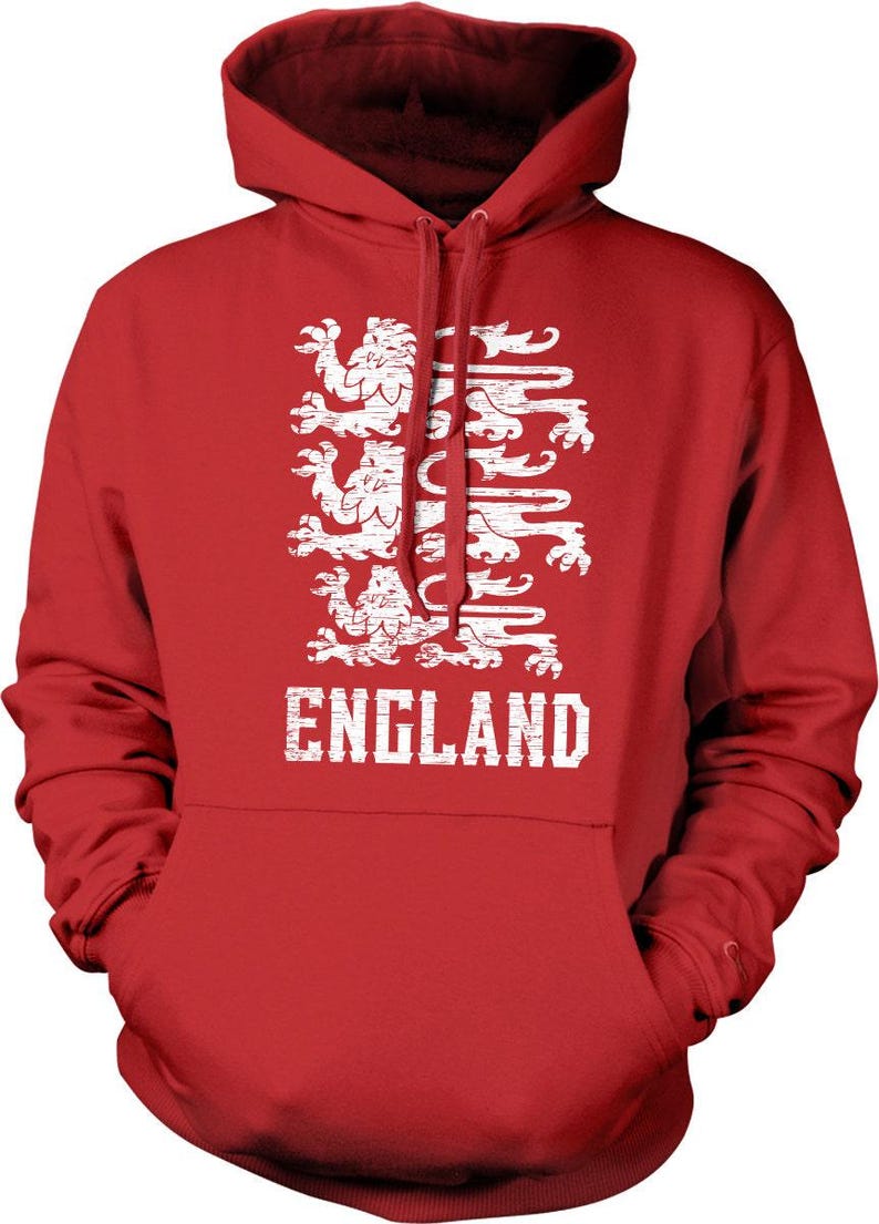 Sudadera con capucha y escudo real de Inglaterra, diseño de los Tres Leones, NOFO_00238 Red