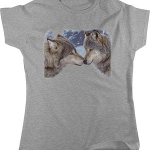 Two Wolves Winter T-Shirt - Women's Cozy Cotton Tee, NOFO_00424