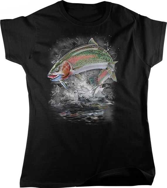 Women's Fishing Tee: Rainbow Trout Design - Soft Cotton, NOFO_00301