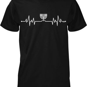 I Love Hanukkah, Menorah Heartbeat Men&#39;s T-shirt, NOFO_01989